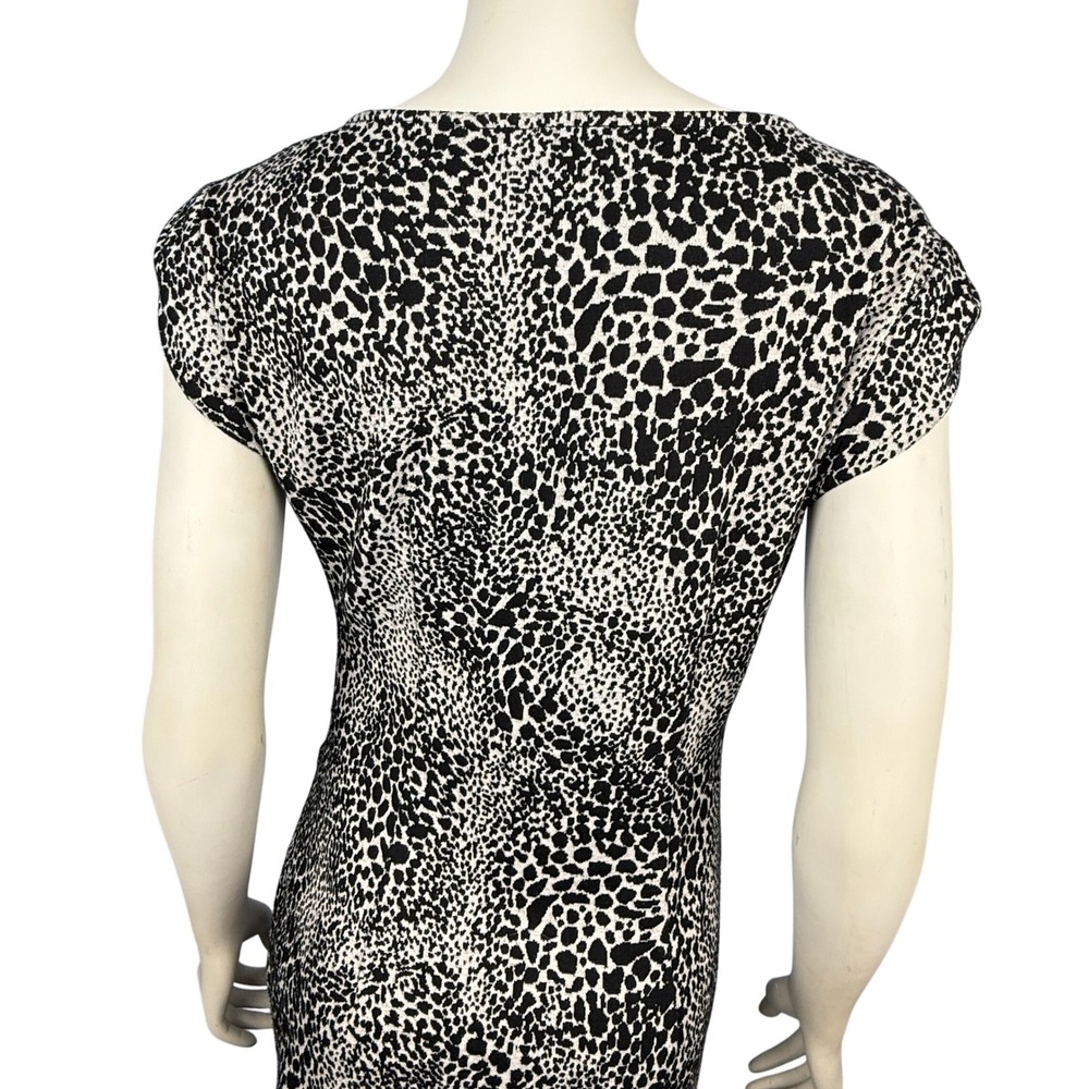 Leopard Print Dress Size 4 Ruched Sheath Dress Jersey Knit Bodycon Comfortable - Picture 12 of 12